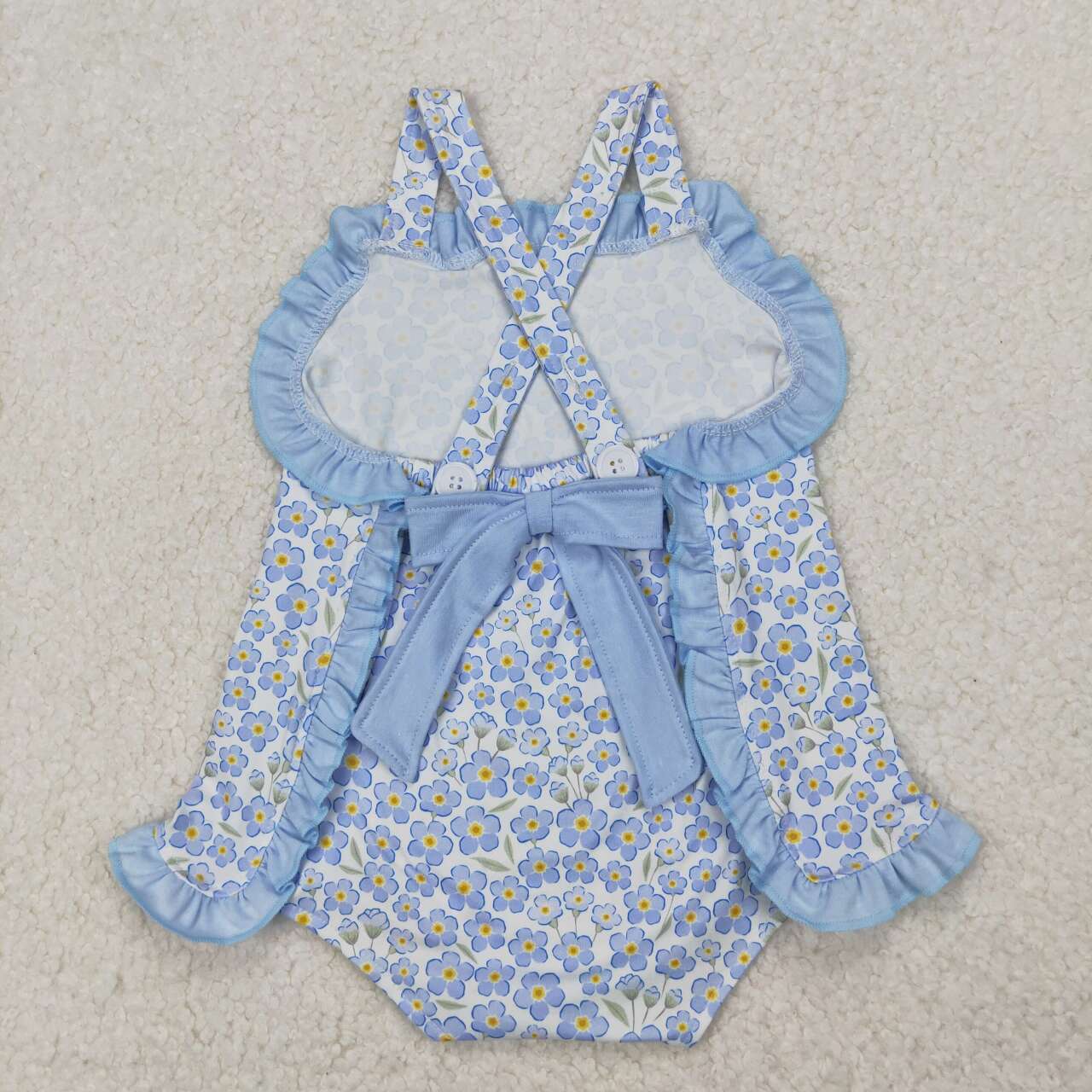 Toddle baby girl blue flowers romper