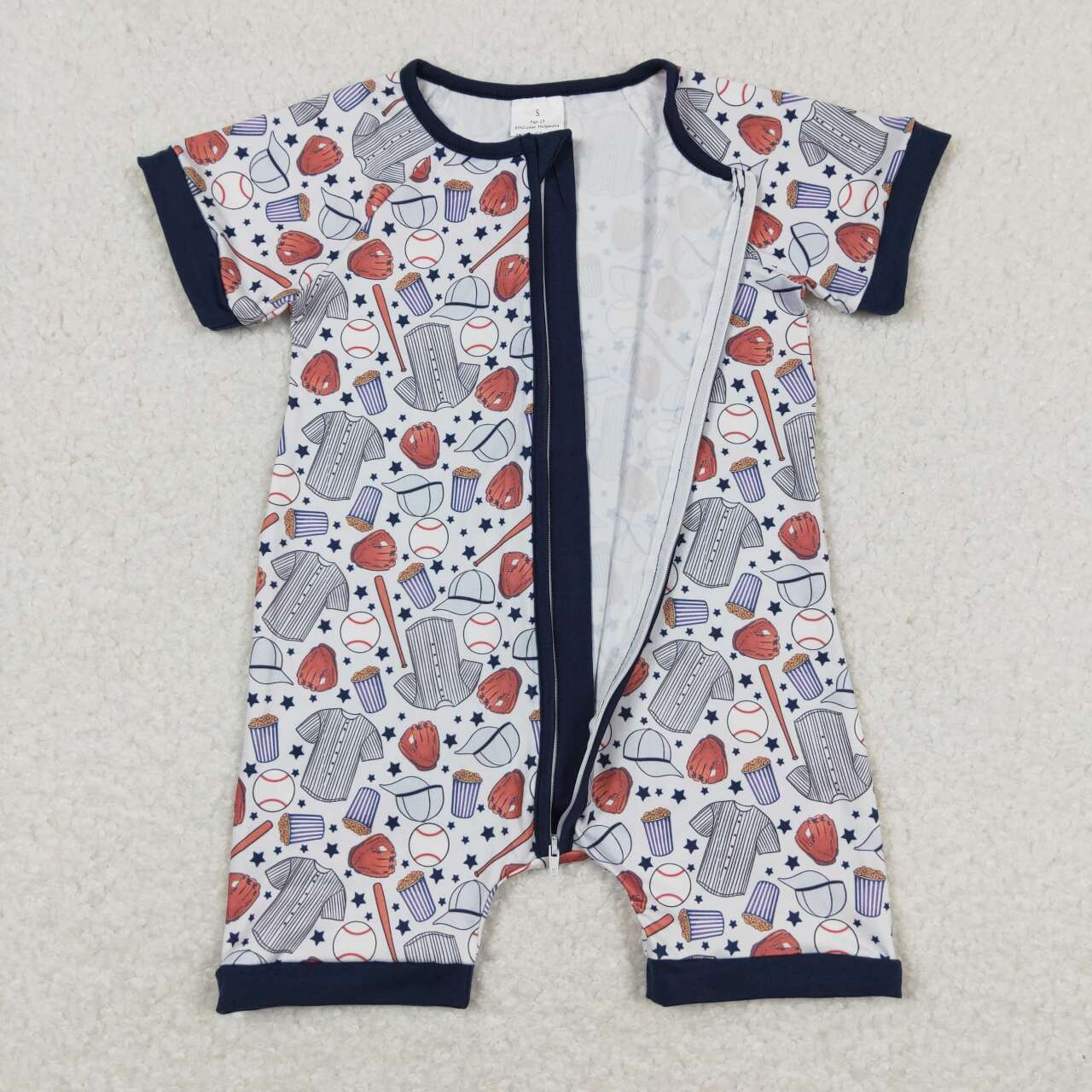 Toddle girls short sleeve baseball romper