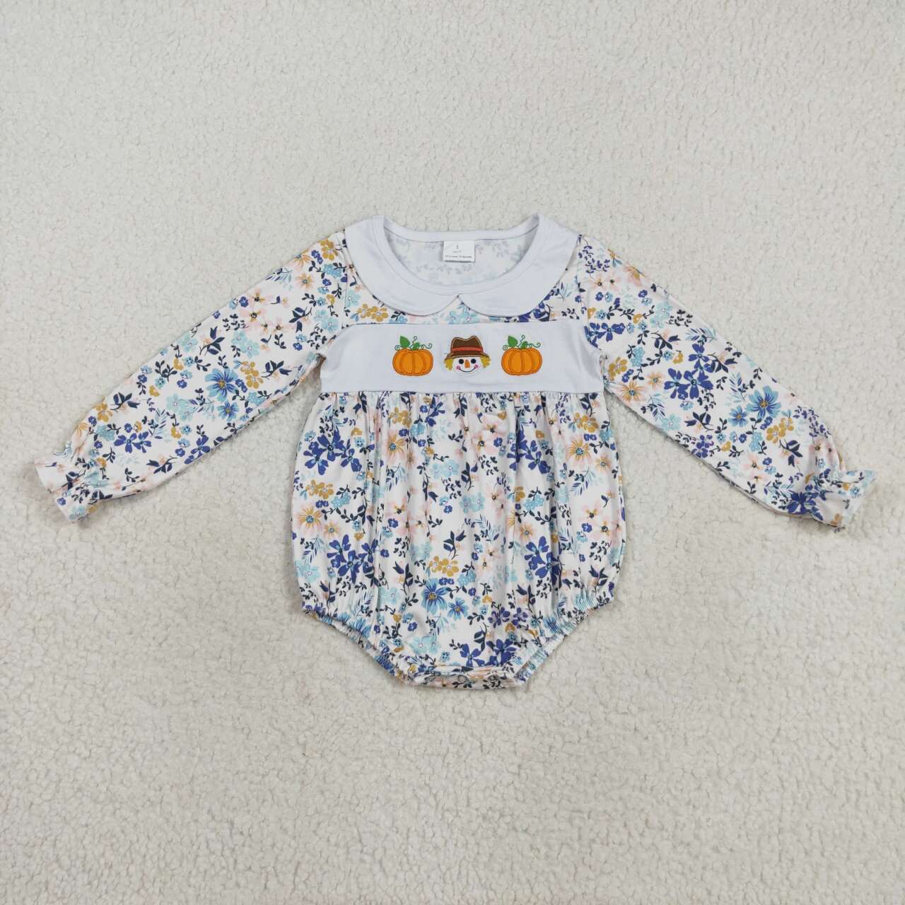 Toddle girls embroidery fall pumpkin romper