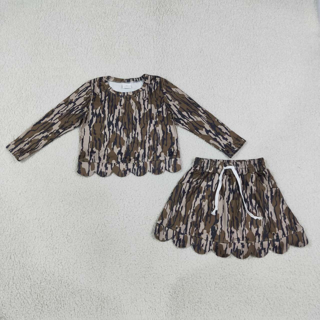 Camo top matching skorts girls scallop outfit