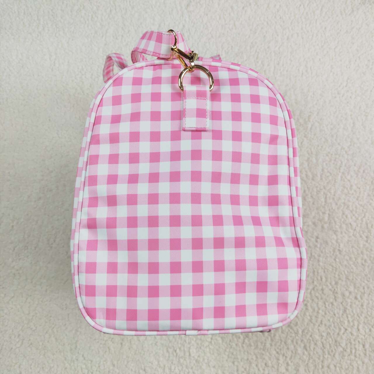 Pink plaid duffel bag sports bag