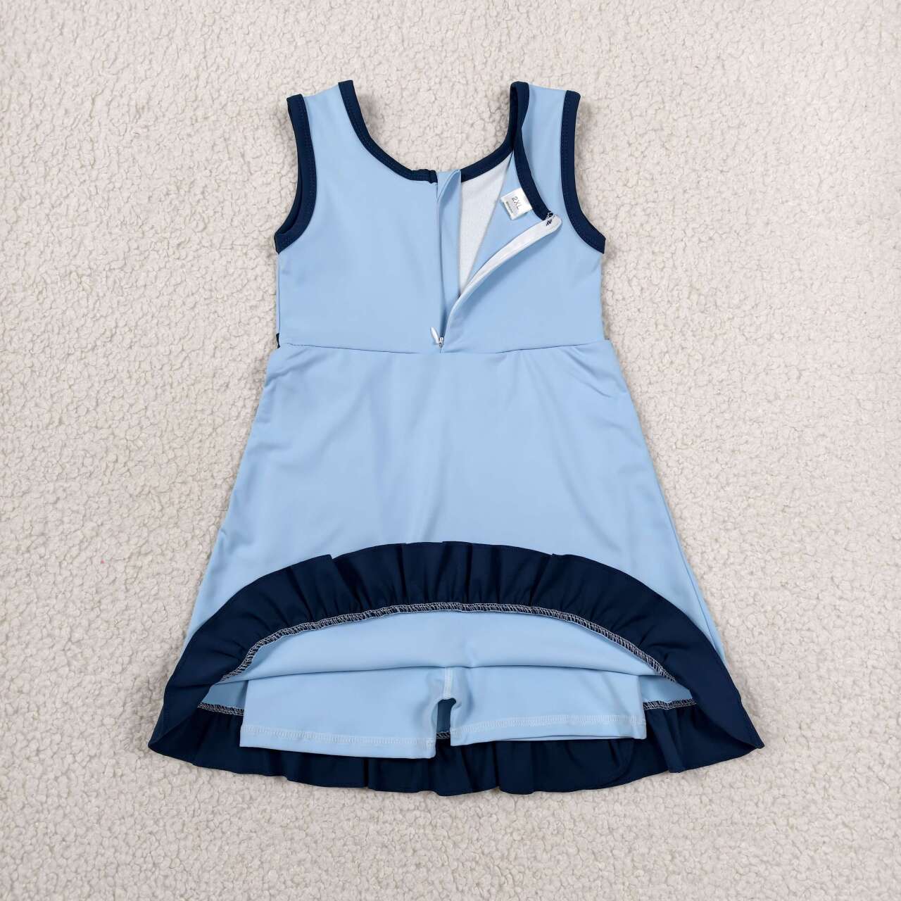 Blue navy color girls summer yoga dress