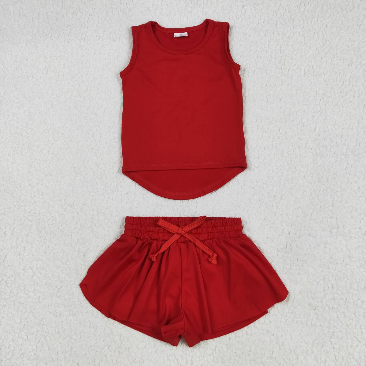 Baby girls red color yoga active wear two pieces outfit