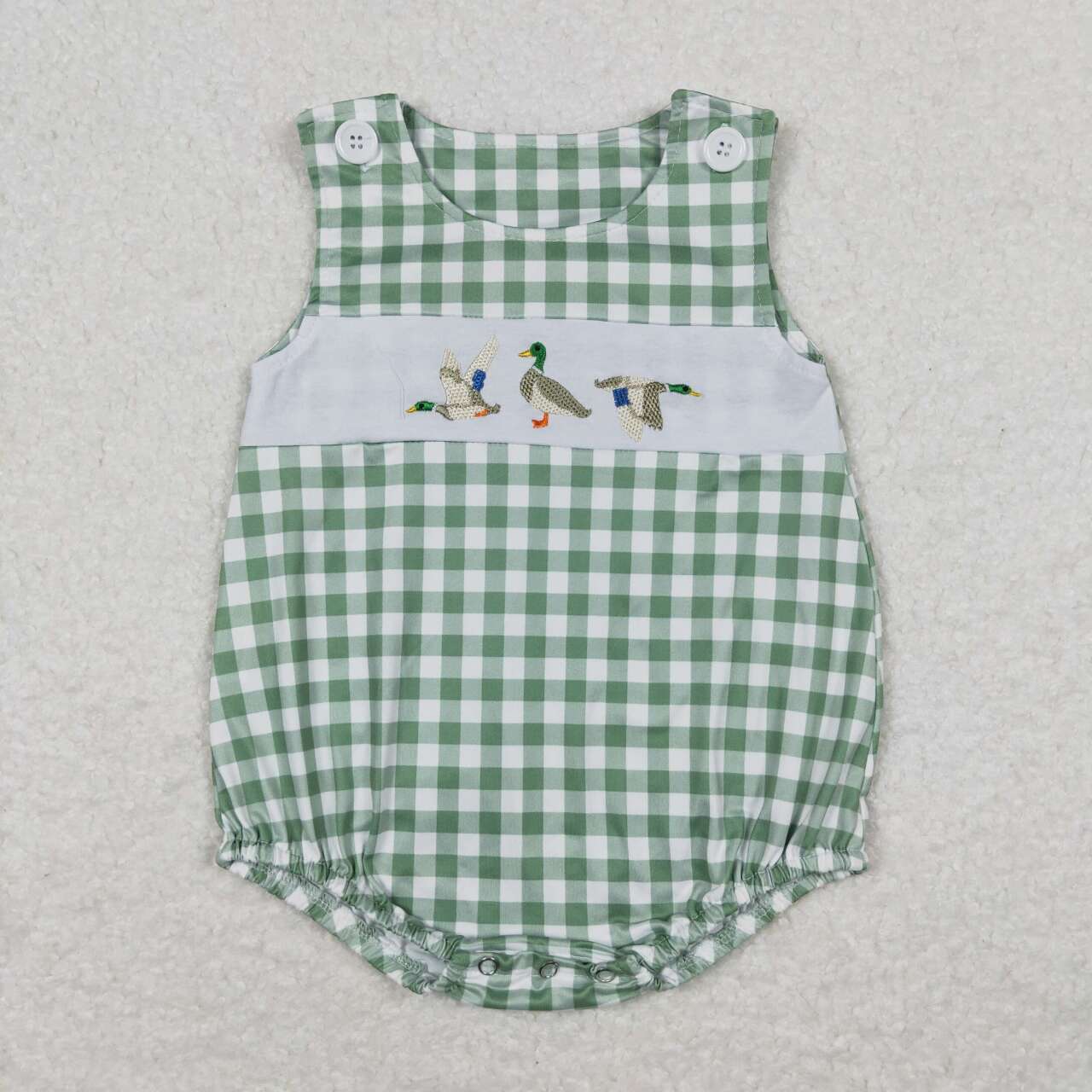 toddle boy embroidery mallard duck stripes romper