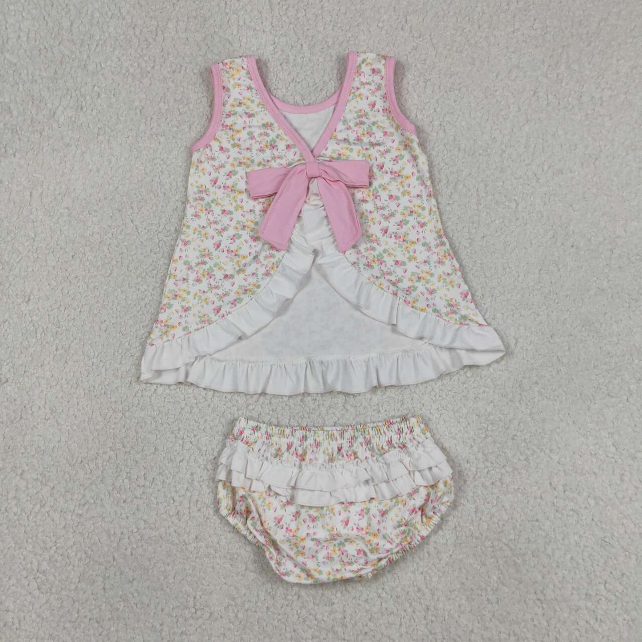 Yellow pink design girls summer bummies outfit