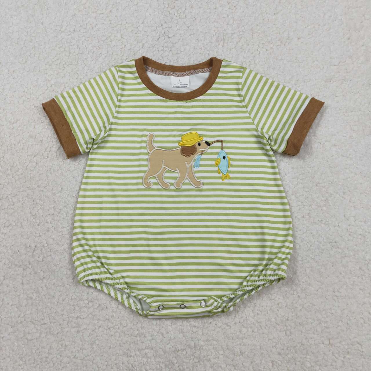 Embroidery Fishing dog design toddle baby romper