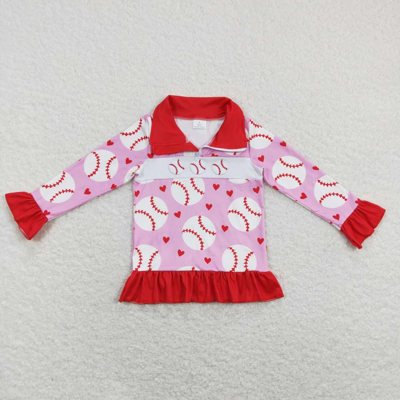 baby girls embroidery baseball sports pullover