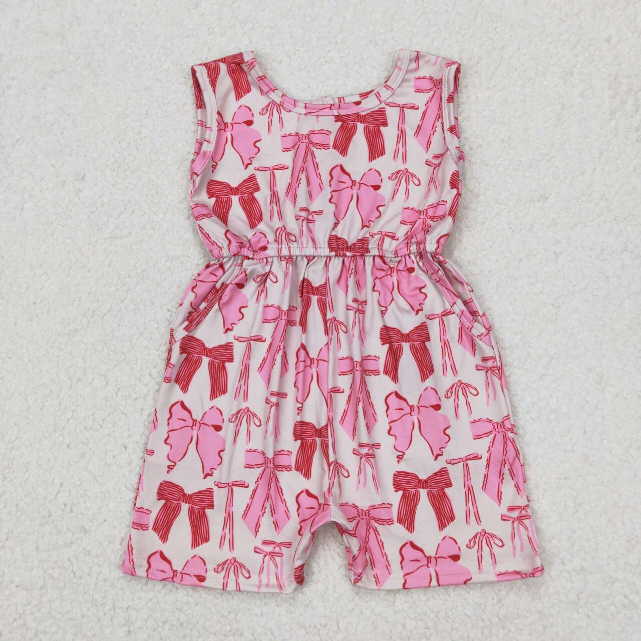 baby girls pink bow romper jumpsuit