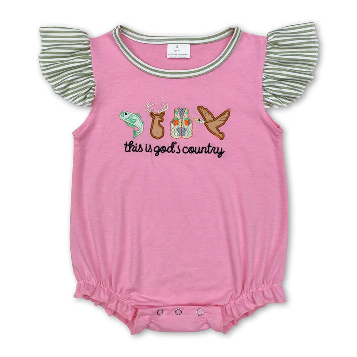 USA SHOP Embroidery This is gods country toddle baby girls romper
