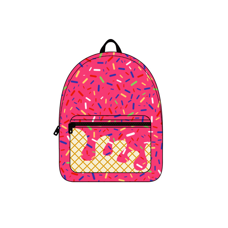 Hot pink ice cream sprinkle design kids baby backpack preorder
