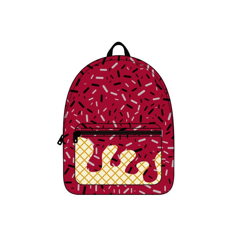 Wine red ice cream sprinkle design kids baby backpack preorder