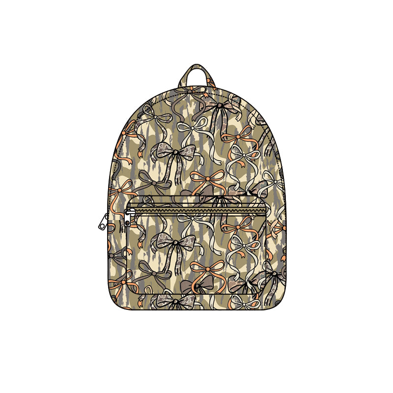 Camo bow design kids baby backpack preorder