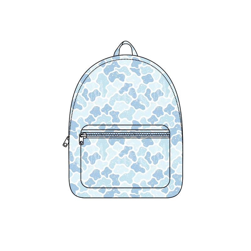 Blue camo print wholesale mini backpack preorder