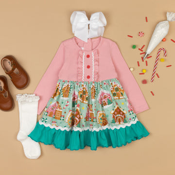 Christmas gingerbread long sleeve dress