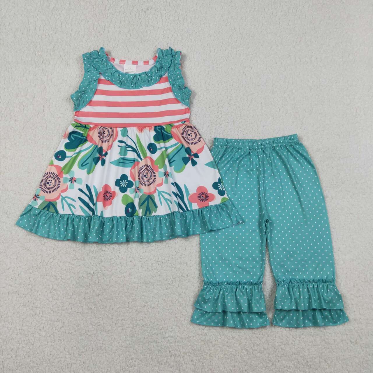 Flowers shirt matching shorts girls summer outfit