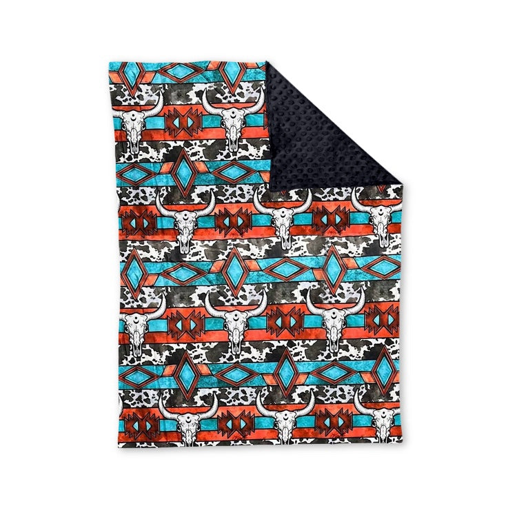 Toddle baby girls western cow fleece blanket preorder