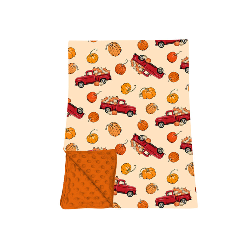 Toddle kids pumpkin truck design soft blanket