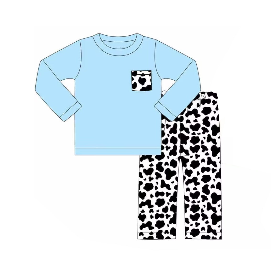 baby boy clothes blue long sleeve shirt cowhide pants 2pcs outfit preorder