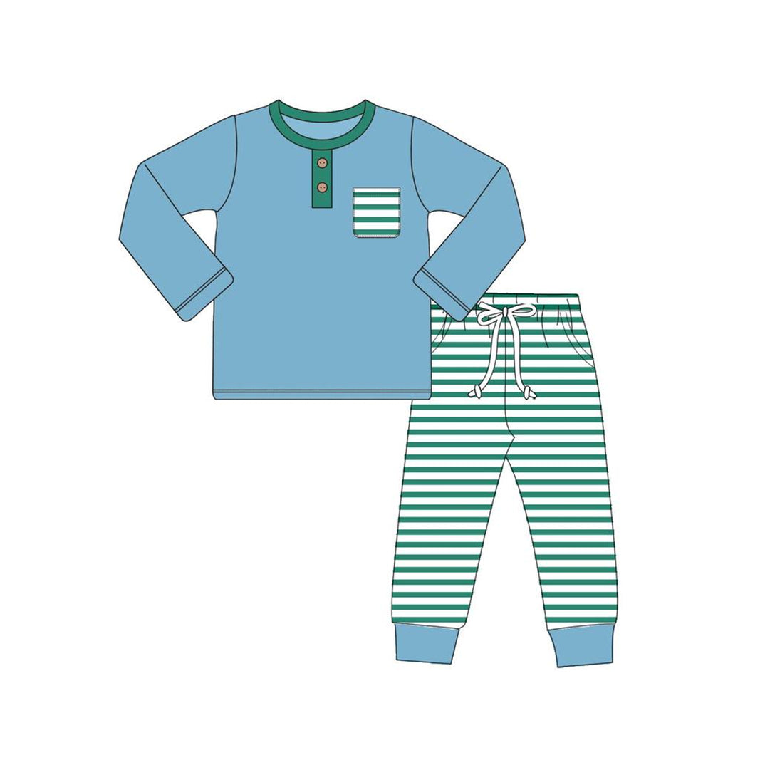kids boy long sleeve pocket top stripes pants clothes preorder