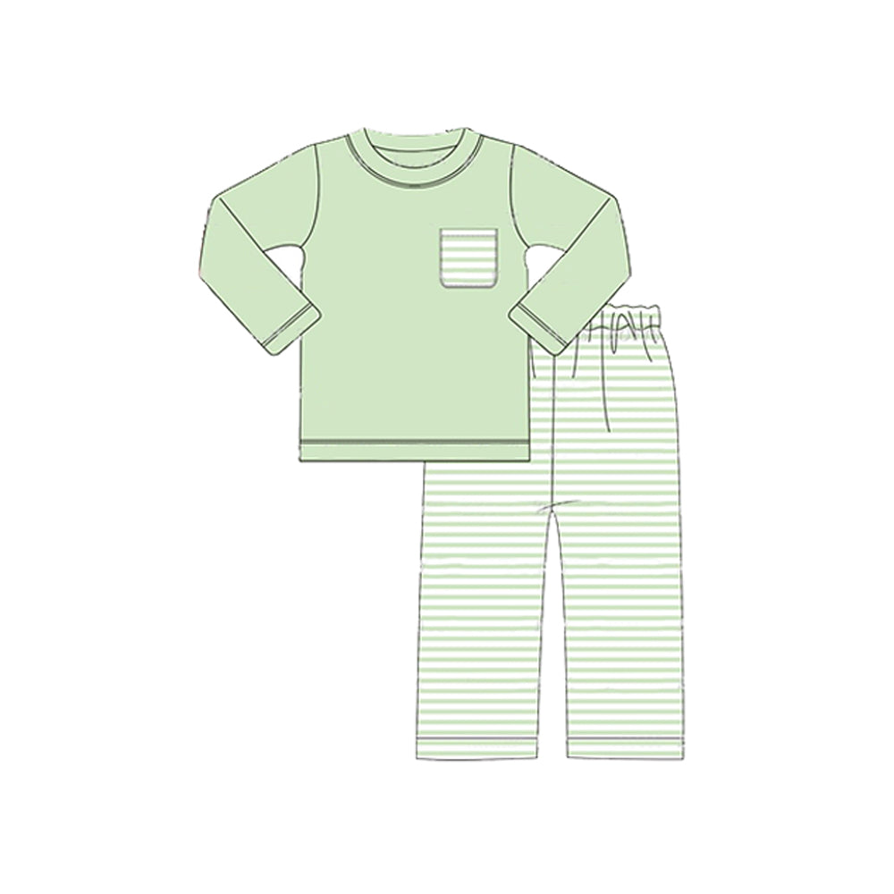 Toddle baby boy green long sleeve top matching pants clothes preorder