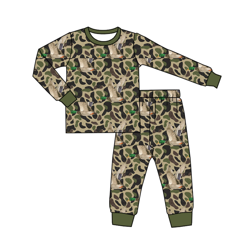 Toddle baby boy mallard duck green camo pajama set outfit preorder