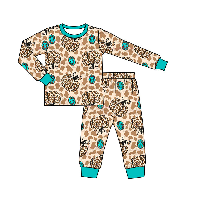 Western cowboy cheetah pumpkin turquoise pajama set preorder