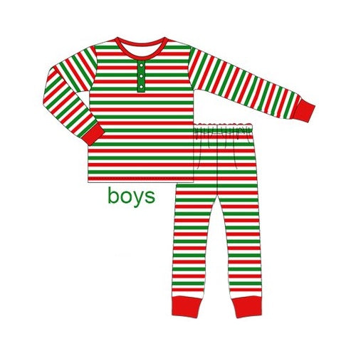 Christmas red green stripes boys winter holiday clothes preorder