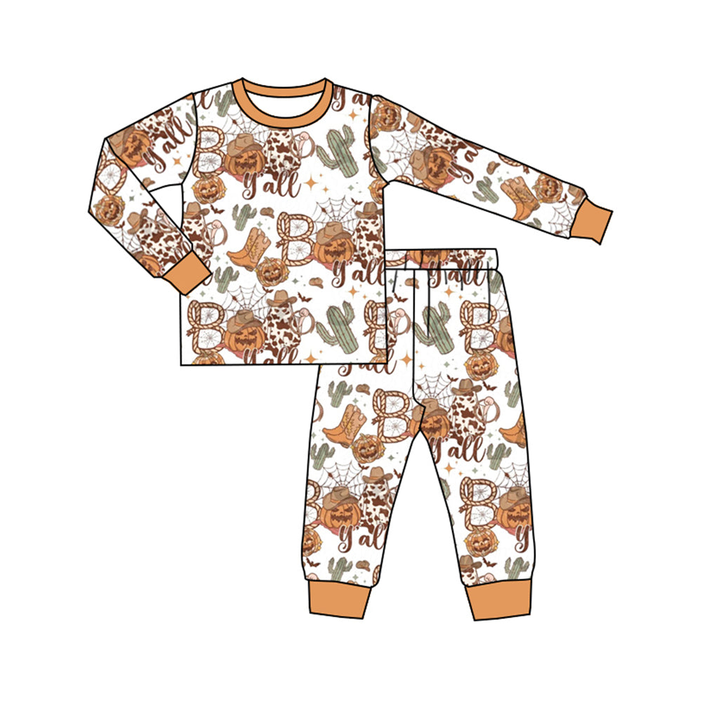 Cowboy western Halloween pumpkin pajama set outfit preorder