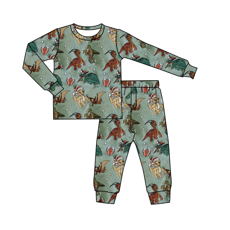 Toddle baby boy Christmas dinosaur cartoon pajama set preorder