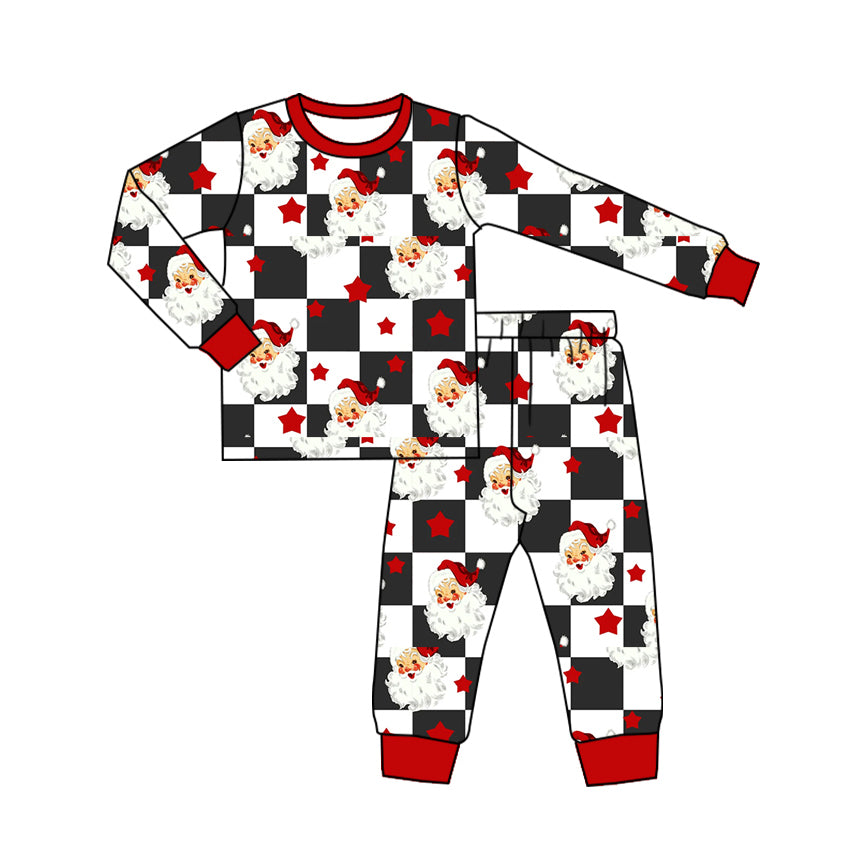 Toddle girls Christmas santa claus black checkered long sleeve dress preorder