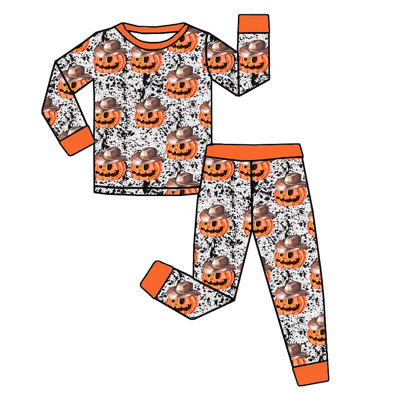 Halloween pumpkin design kids boys long sleeve outfit preorder