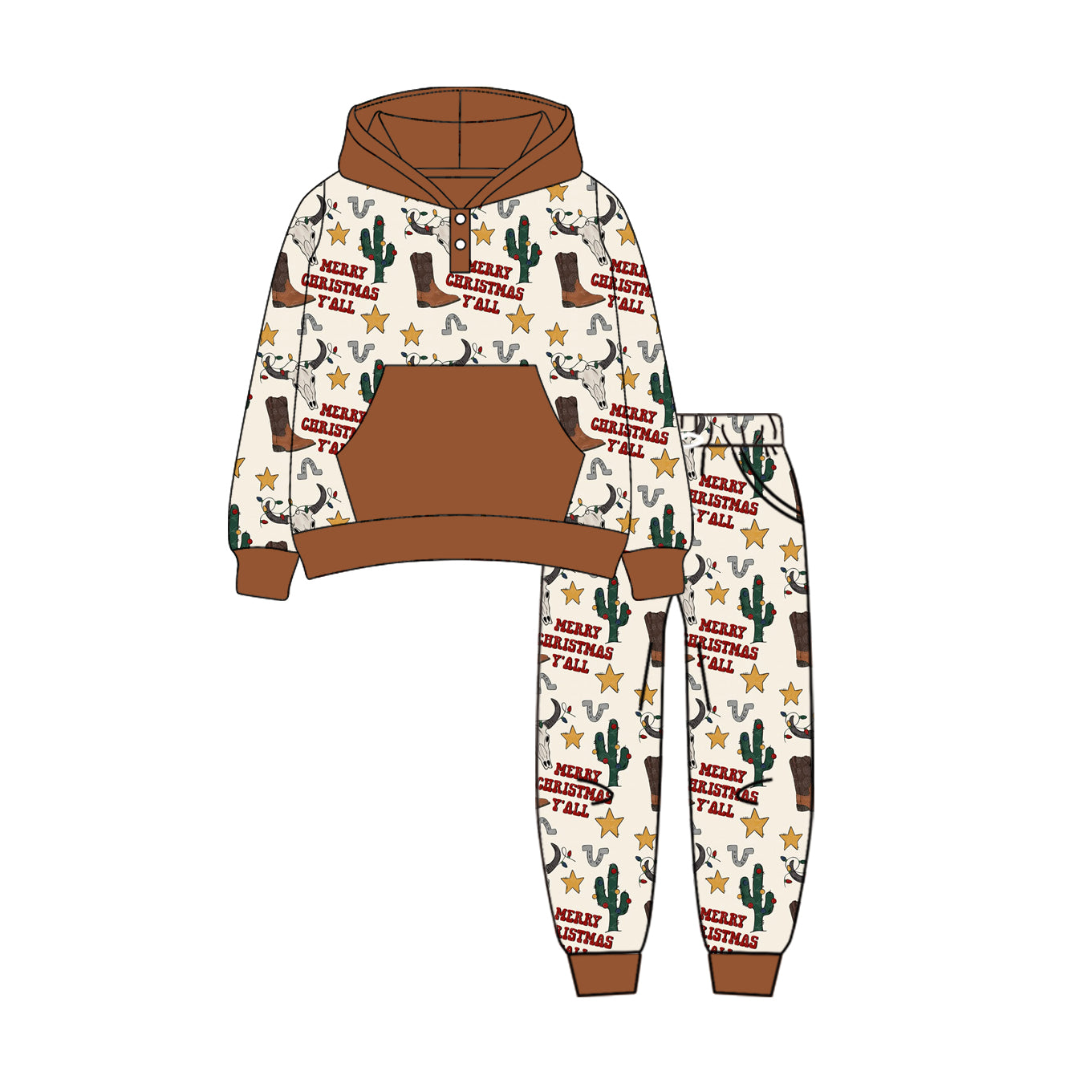 Western cactus boys long sleeve hoodie outfit preorder