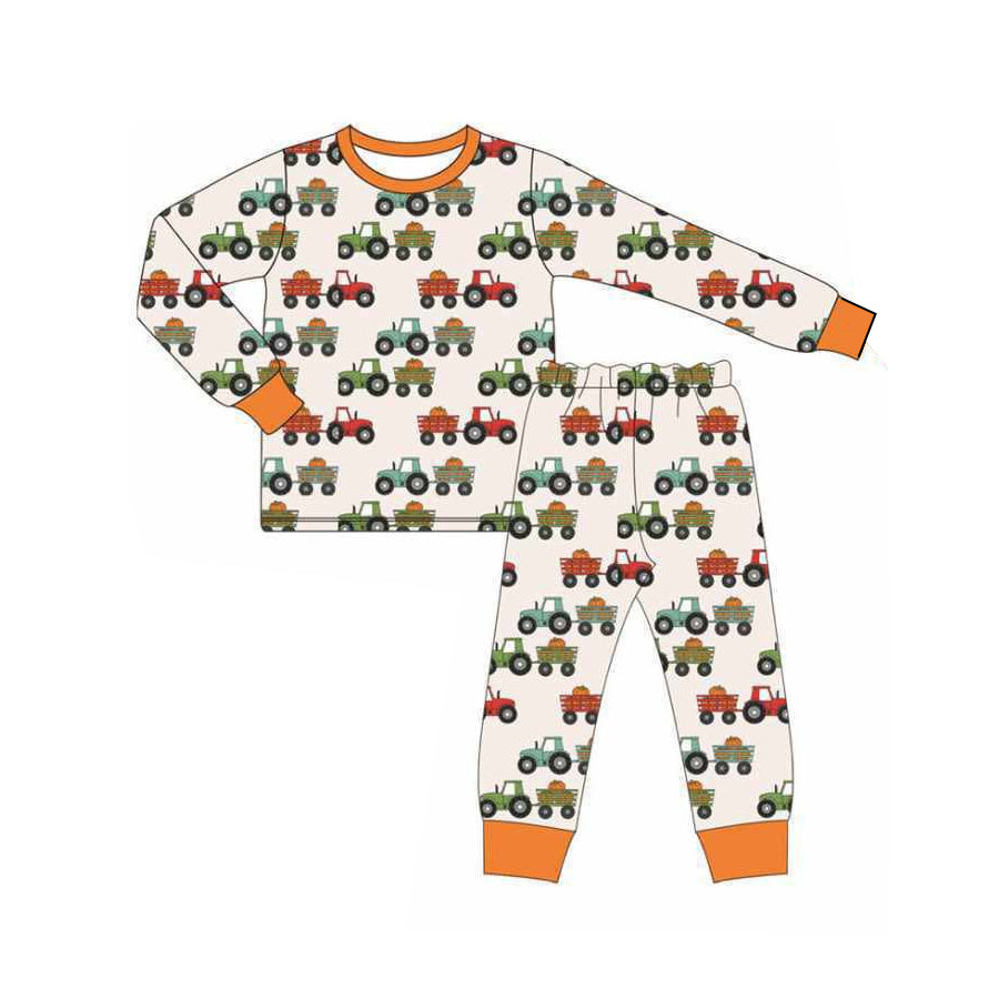 Kids boys pumpkin truck long sleeve outfit preorder
