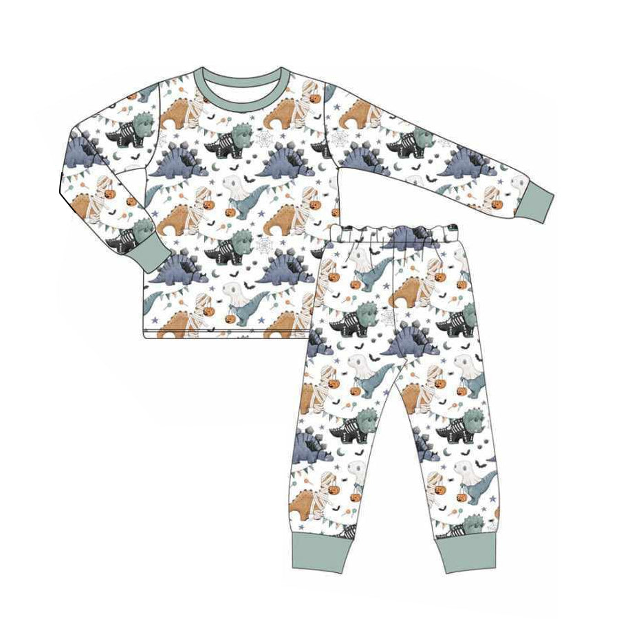 Kids boys Halloween dinosaur pumpkin long sleeve outfit preorder