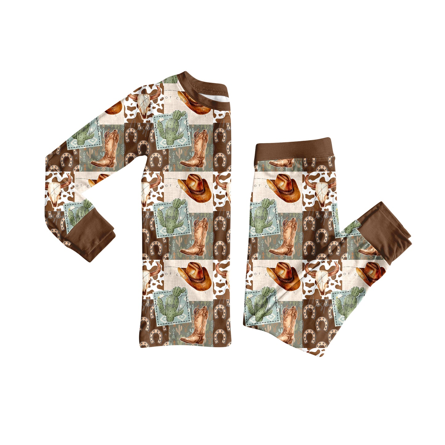 Western cowboy rodeo long sleeve pajama set outfit preorder