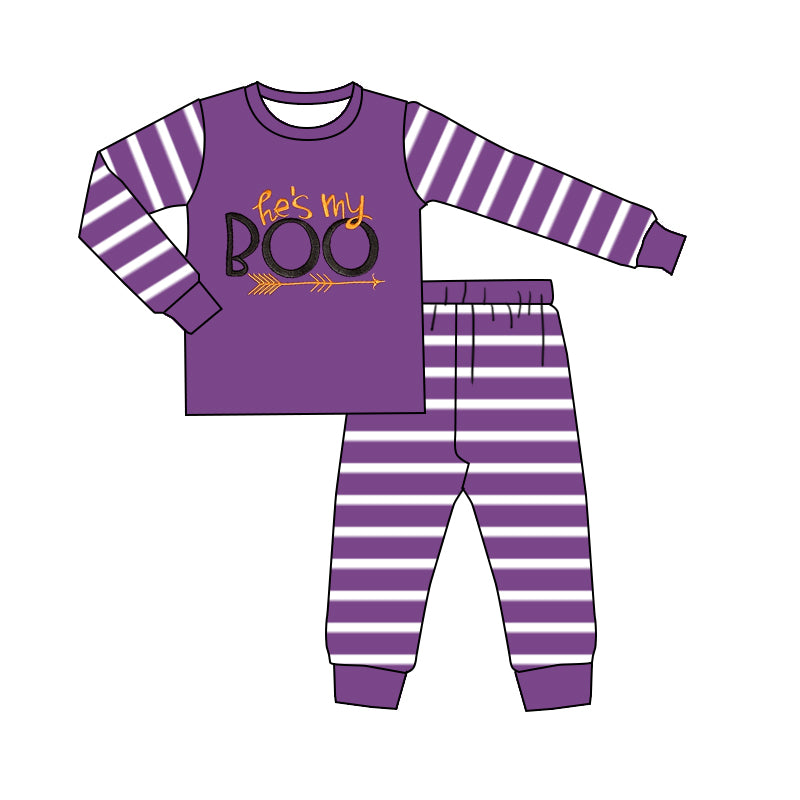 Halloween boo boys long sleeve pajama set outfit preorder