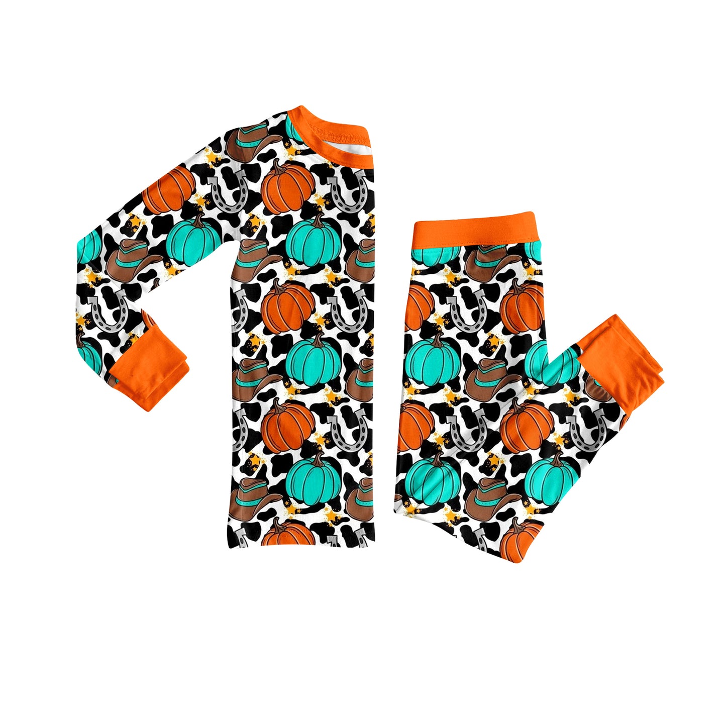 Pumpkin designs boys long sleeve pajama set outfit preorder