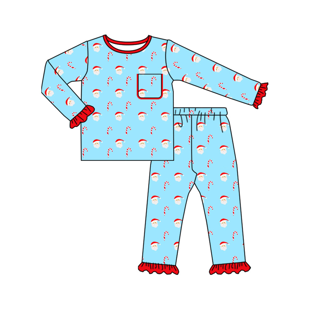 Christmas Santa Claus girls long sleeve pajama set outfit preorder