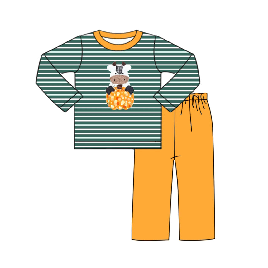 Cow pumpkin print kids long sleeve outfit preorder