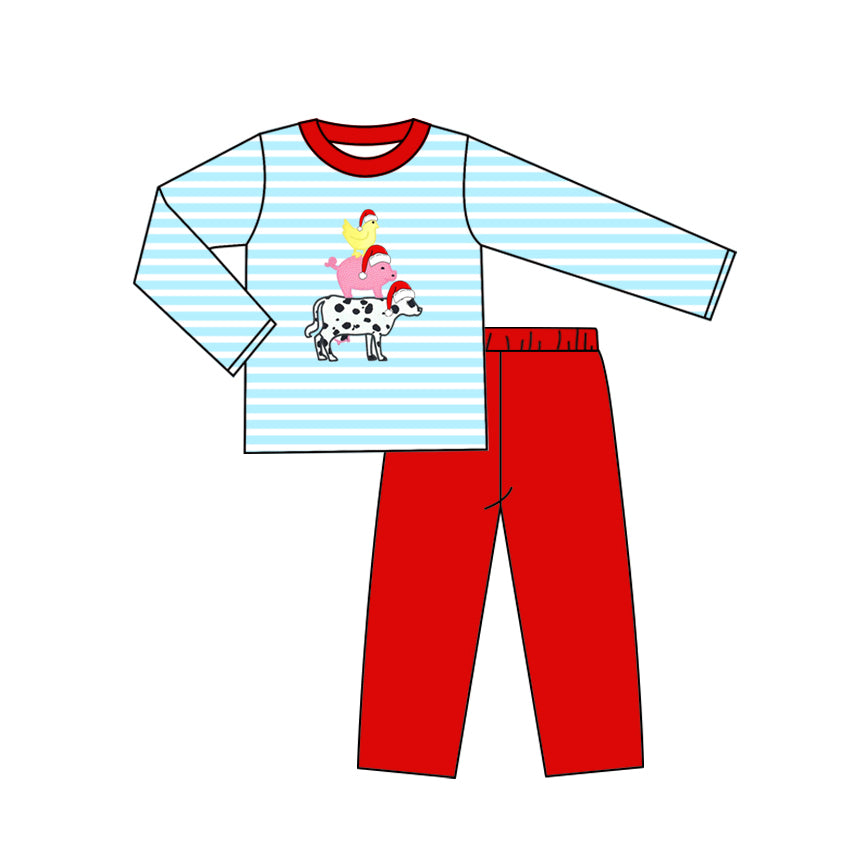 Farm animal boys long sleeve matching outfit preorder