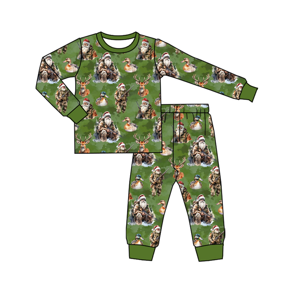 Toddle boy Christmas santa dog duck hunting season design matching outfit set preorder