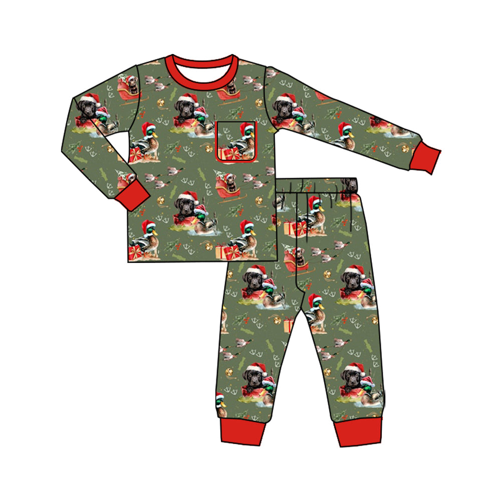 Toddle boy Christmas dog duck hunting season design matching outfit set preorder
