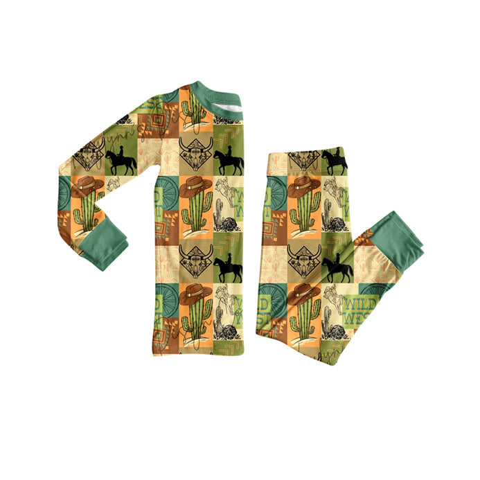 Western cactus design kids long sleeve matching outfit preorder