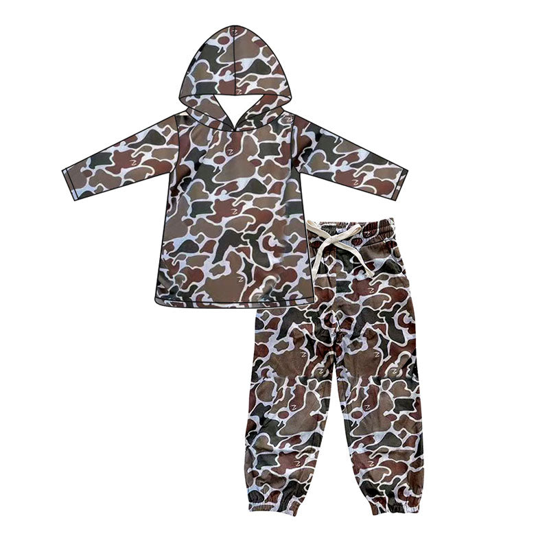 Brown camo hoodie top matching pants design kids outfit preorder