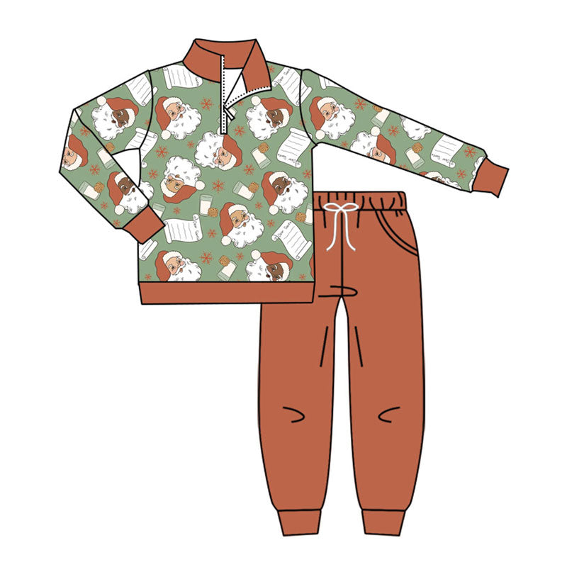 Christmas santa claus boys long sleeve outfit preorder
