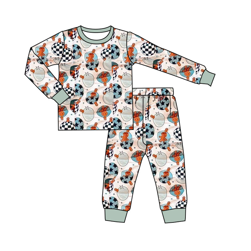 Christmas gingerbread light boys long sleeve pajama set outfit preorder