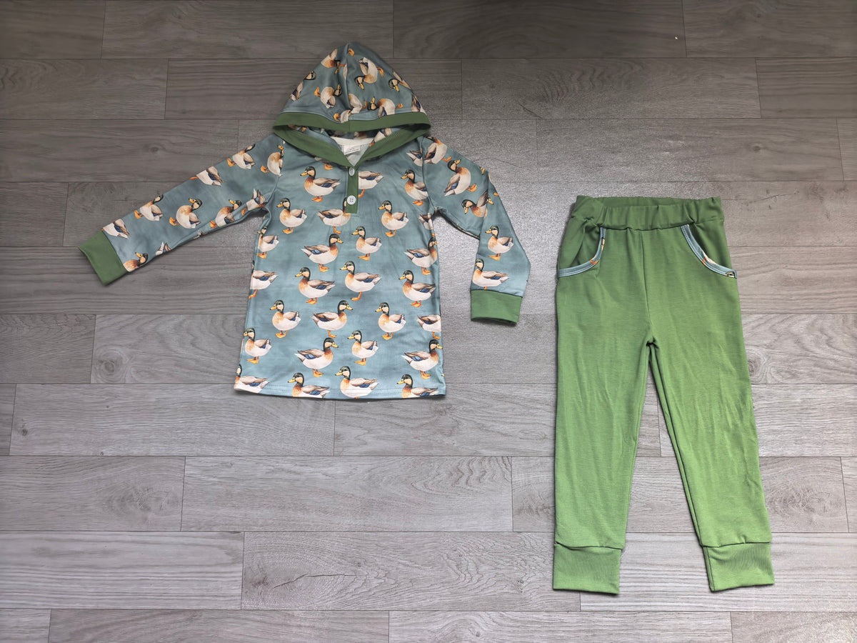 Kids boy mallard duck hoodie top matching pants matching outfit preorder