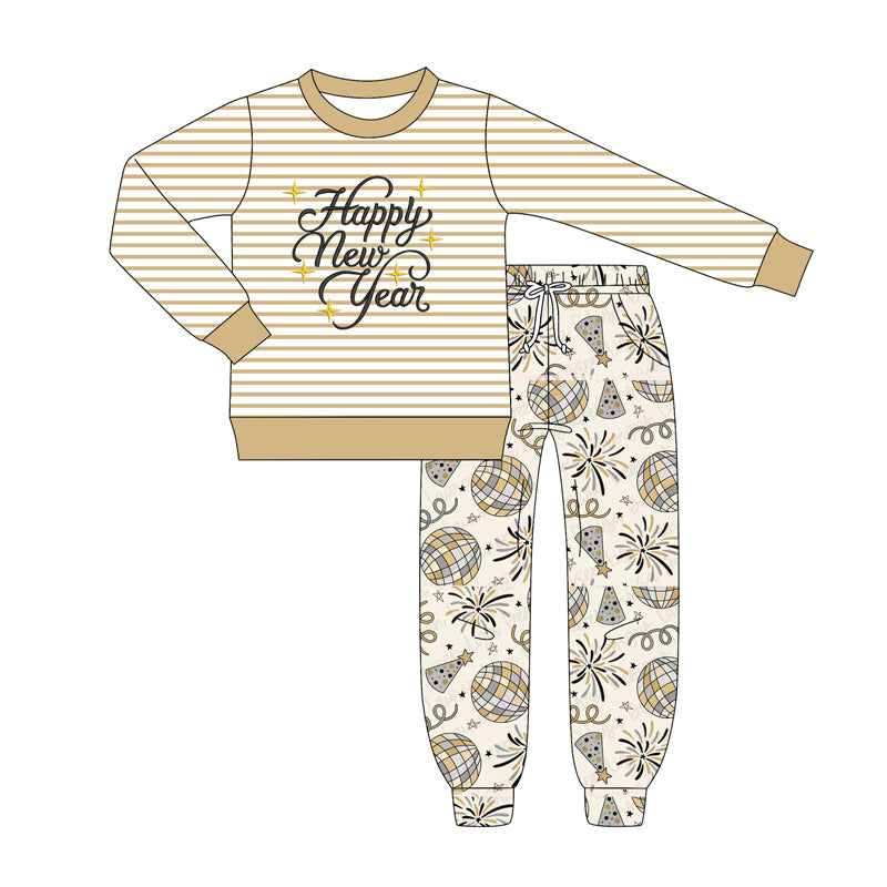 Happy new year shirt matching pants design boy long sleeve outfit preorder