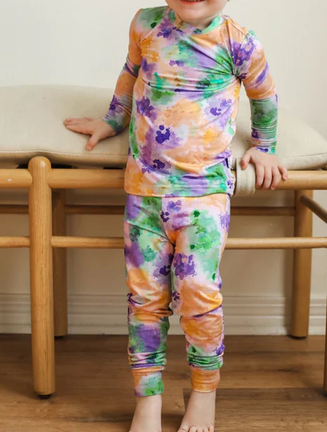 Mardi Gras kids tie dye long sleeve outfit preorder