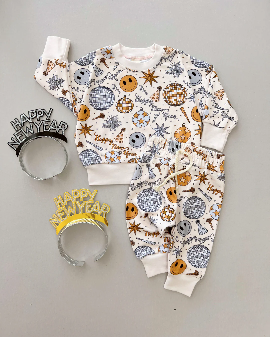 Happy New Year boys long sleeve top matching pants clothes preorder